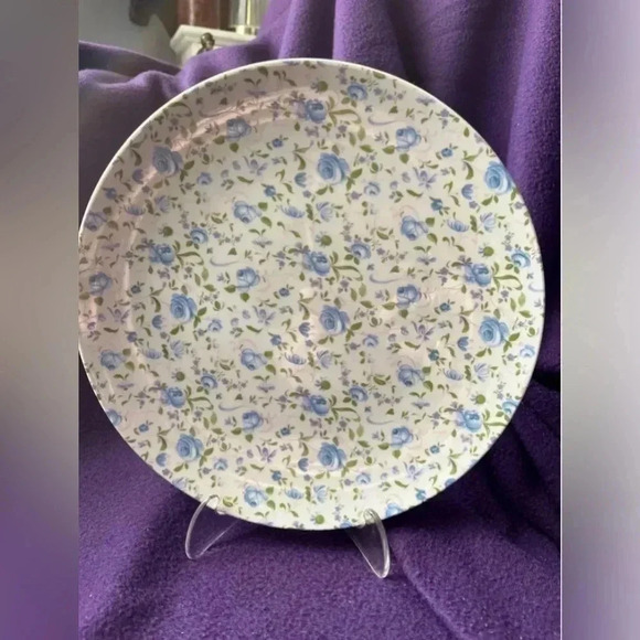 Springfield 1 Blue Floral Tea Rose Vintage 10” Dinner Luncheon 1 One Plate - Picture 10 of 10